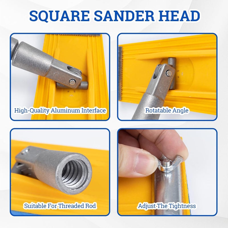MrCarbon Drywall Pole Sander With 118in Splicing Pole,2 Sander Heads,15sanding Sheets (80,100,180,240,320 Grit),Suitable For Wall Painting, Cleaning and Polishing - Image 4